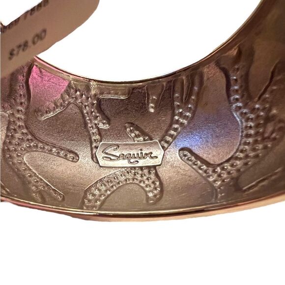 Sequin Blue Coral Rhinestone Wide Hinged Clamper Bangle NWT - Picture 6 of 7